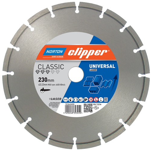 CLIP 70184626834 Diamond blade Classic Universal Laser 115x22,23mm