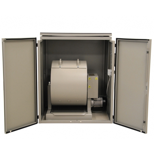 Noise reduction and CE compliant safety cabinet with door opening switch
