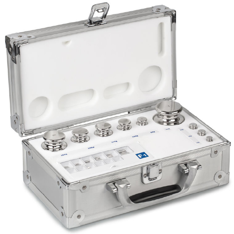 K 326-056 Set of weights 326-056 (F1) compact shape/polished stainless steel - 1gr - 500gr - aluminium box
