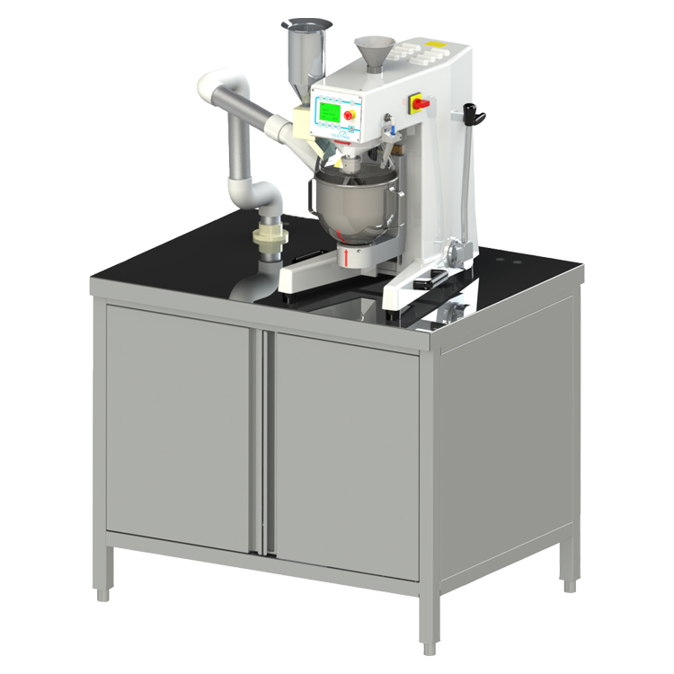 ABMB 1020606 Mortelmenger, automatische programmabesturing, zandtoevoer, variabel waterdoseersysteem en stofafzuigsysteem 5 ltr TESTING